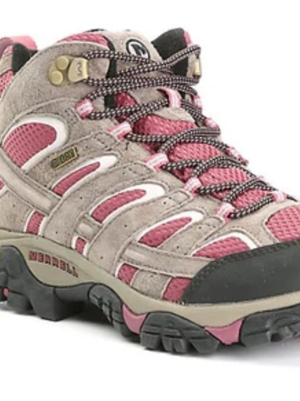 Merrell Women's Beige and Pink Lace-Up Hiking Boot Size 7